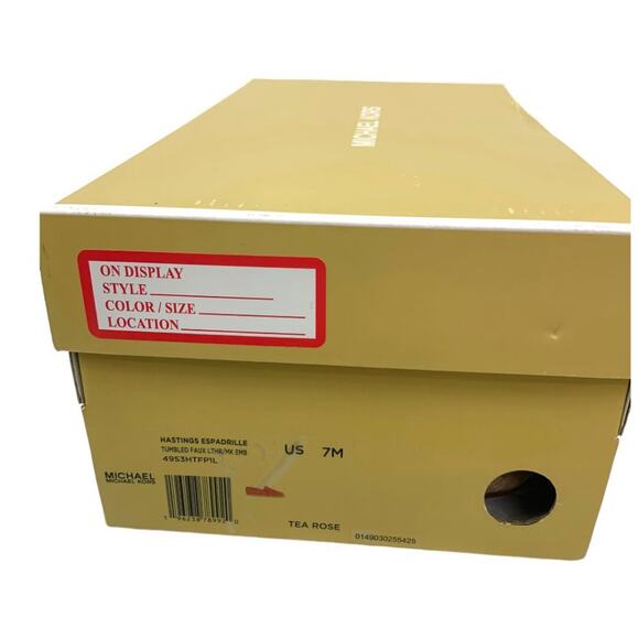 Michael Kors Hastings Espadrille Tumbled Faux Leather Tea Rose Pink Size 7 NWT - Picture 7 of 7